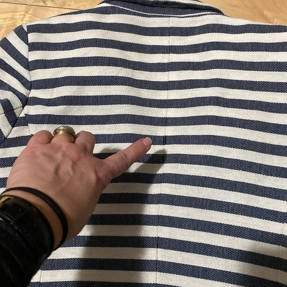 Striped Navy and White Women's Blazer - Picture 9 of 16